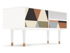 Móvel De Tv* Mueble de TV - 115х59х48 cm - T3 - Royal Triangles, Branco Bege