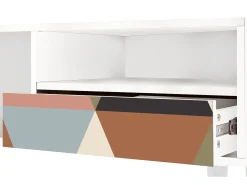 Móvel De Tv* Mueble de TV - 115х59х48 cm - T3 - Royal Triangles, Branco Bege