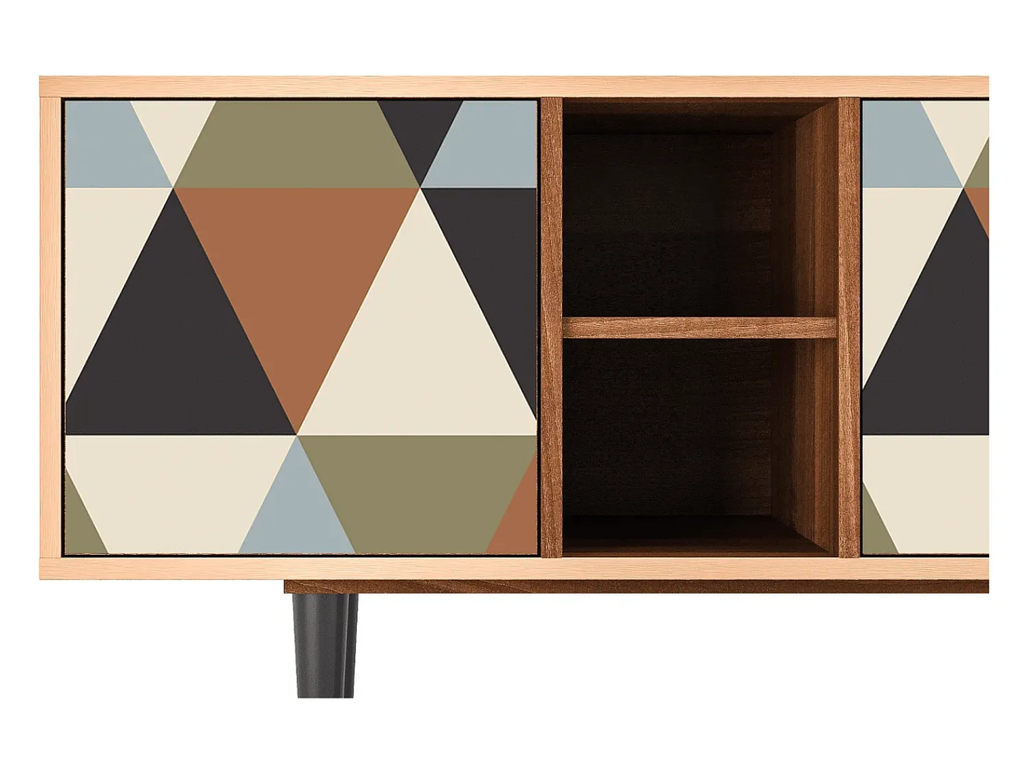 Móvel De Tv| Mueble de TV - 150х69х41 cm - T5 - Royal Triangles, Nogueira Castanho