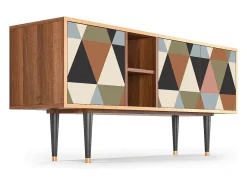 Móvel De Tv| Mueble de TV - 150х69х41 cm - T5 - Royal Triangles, Nogueira Castanho