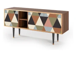 Móvel De Tv| Mueble de TV - 150х69х41 cm - T5 - Royal Triangles, Nogueira Castanho