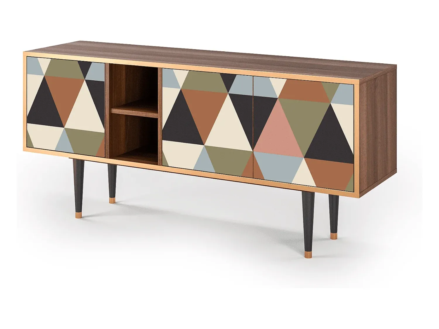 Móvel De Tv| Mueble de TV - 150х69х41 cm - T5 - Royal Triangles, Nogueira Castanho