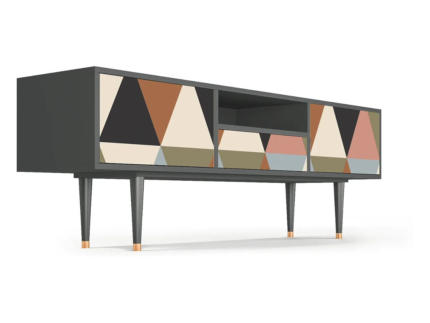Clearance Mueble de TV - 170х59х41 cm - T6 - Royal Triangles, Antracite Cinza antracite