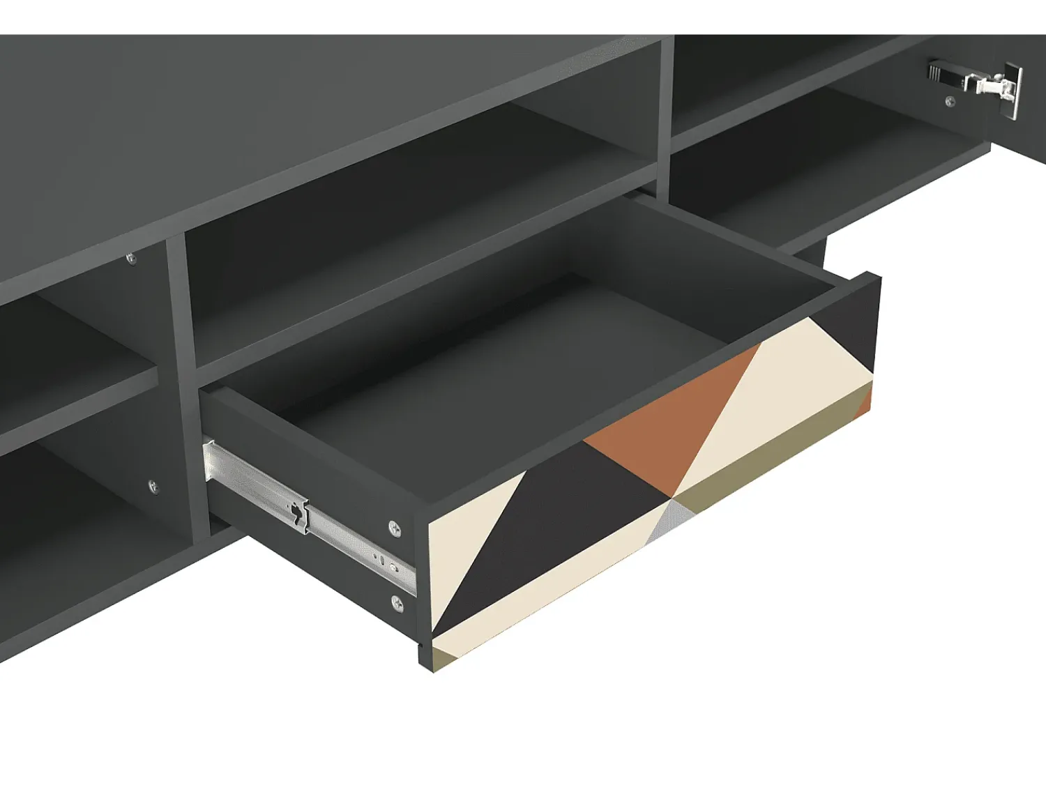 Clearance Mueble de TV - 170х59х41 cm - T6 - Royal Triangles, Antracite Cinza antracite