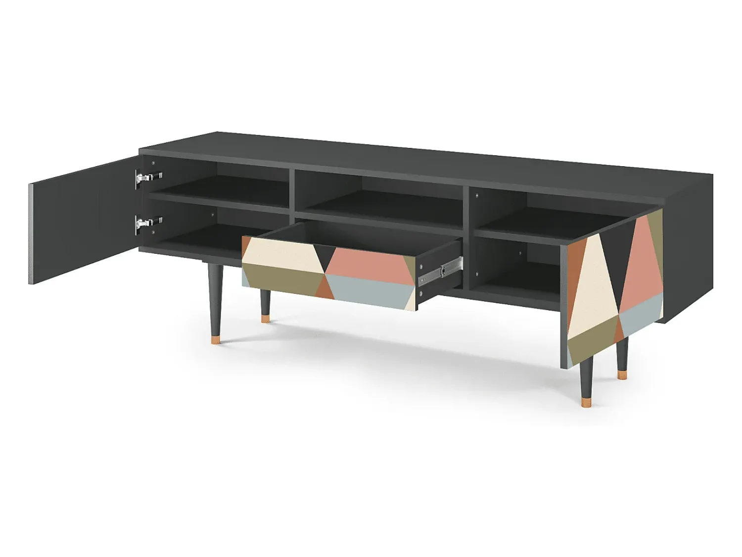 Clearance Mueble de TV - 170х59х41 cm - T6 - Royal Triangles, Antracite Cinza antracite