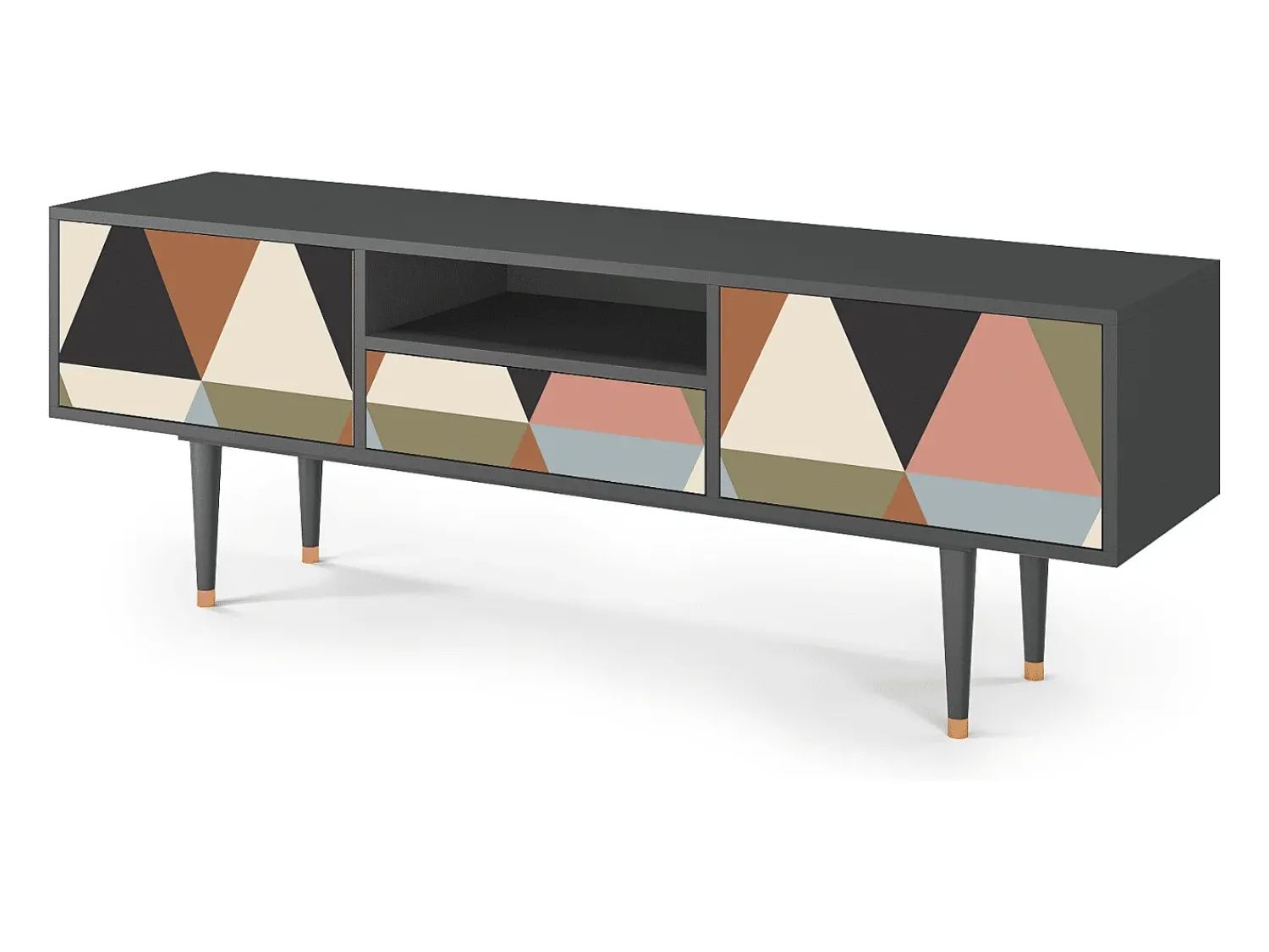 Clearance Mueble de TV - 170х59х41 cm - T6 - Royal Triangles, Antracite Cinza antracite