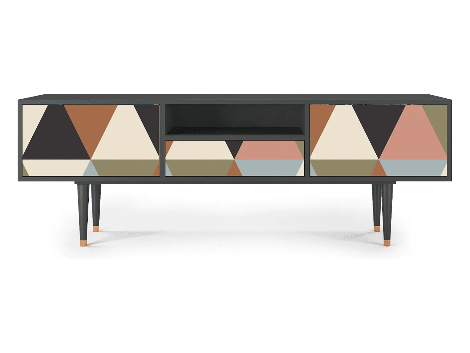 Clearance Mueble de TV - 170х59х41 cm - T6 - Royal Triangles, Antracite Cinza antracite