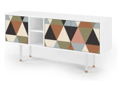 Mueble de TV - 150х69х41 cm - T5 - Royal Triangles, Branco^ Móvel De Tv