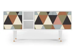 Mueble de TV - 150х69х41 cm - T5 - Royal Triangles, Branco^ Móvel De Tv