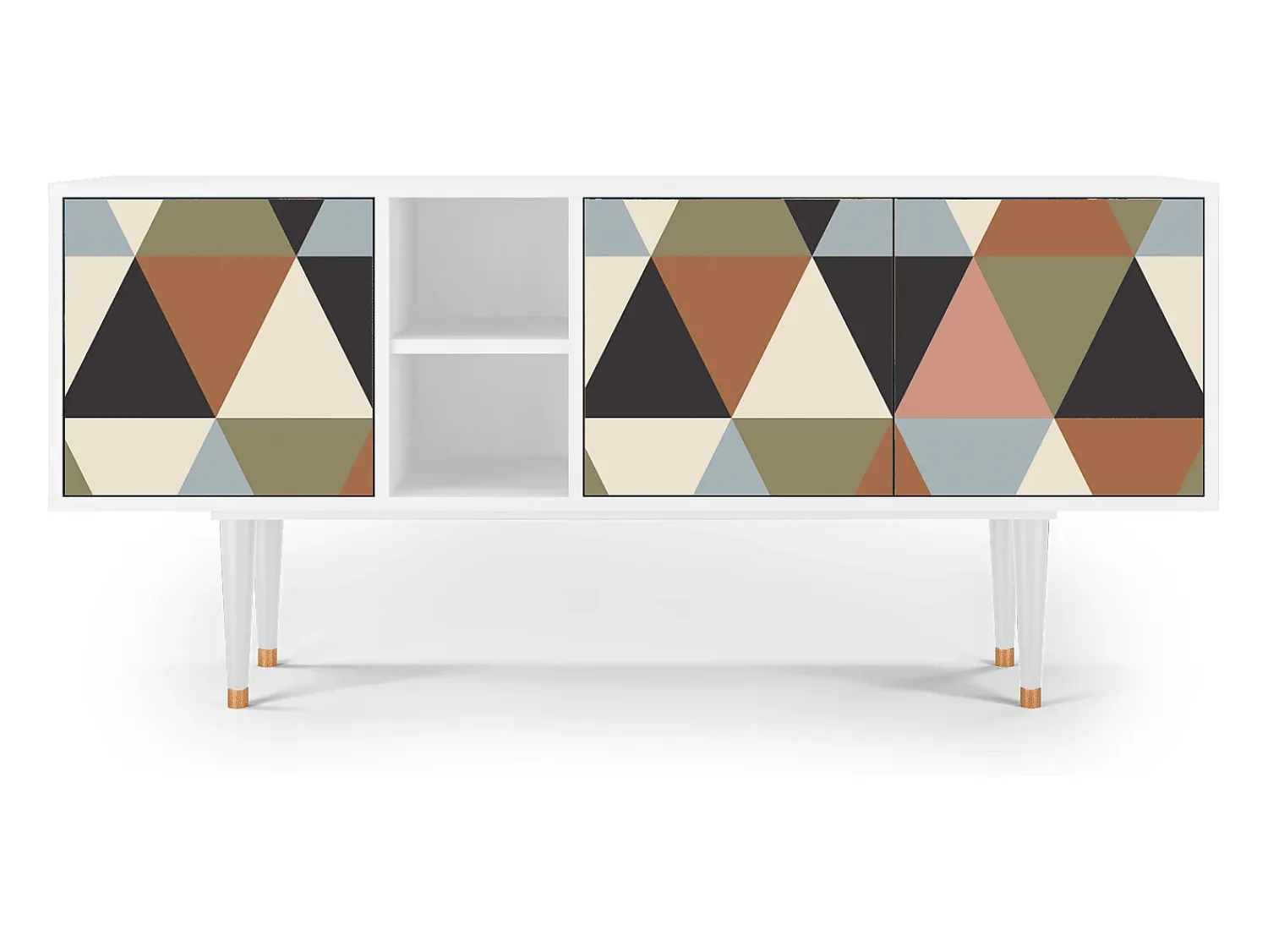 Mueble de TV - 150х69х41 cm - T5 - Royal Triangles, Branco^ Móvel De Tv