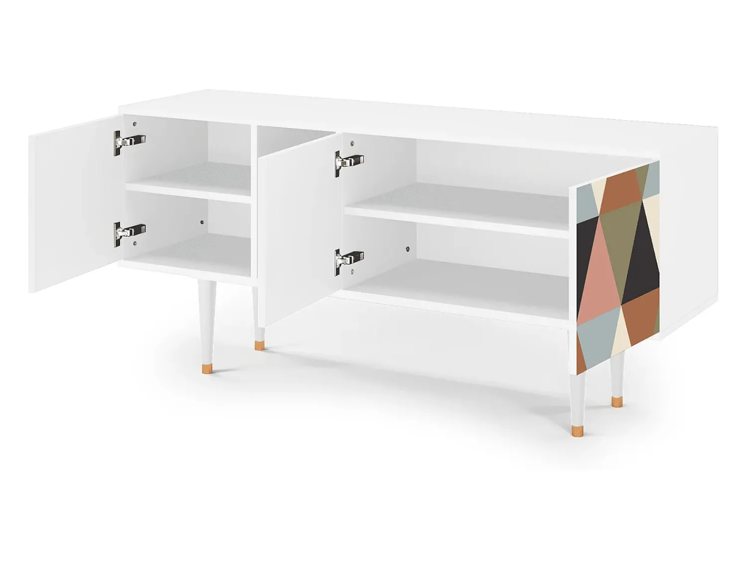 Mueble de TV - 150х69х41 cm - T5 - Royal Triangles, Branco^ Móvel De Tv