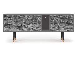 Móvel De Tv| Mueble de TV - 170х69х48 cm - T1 - Rusticorum, Cinza Cinzento