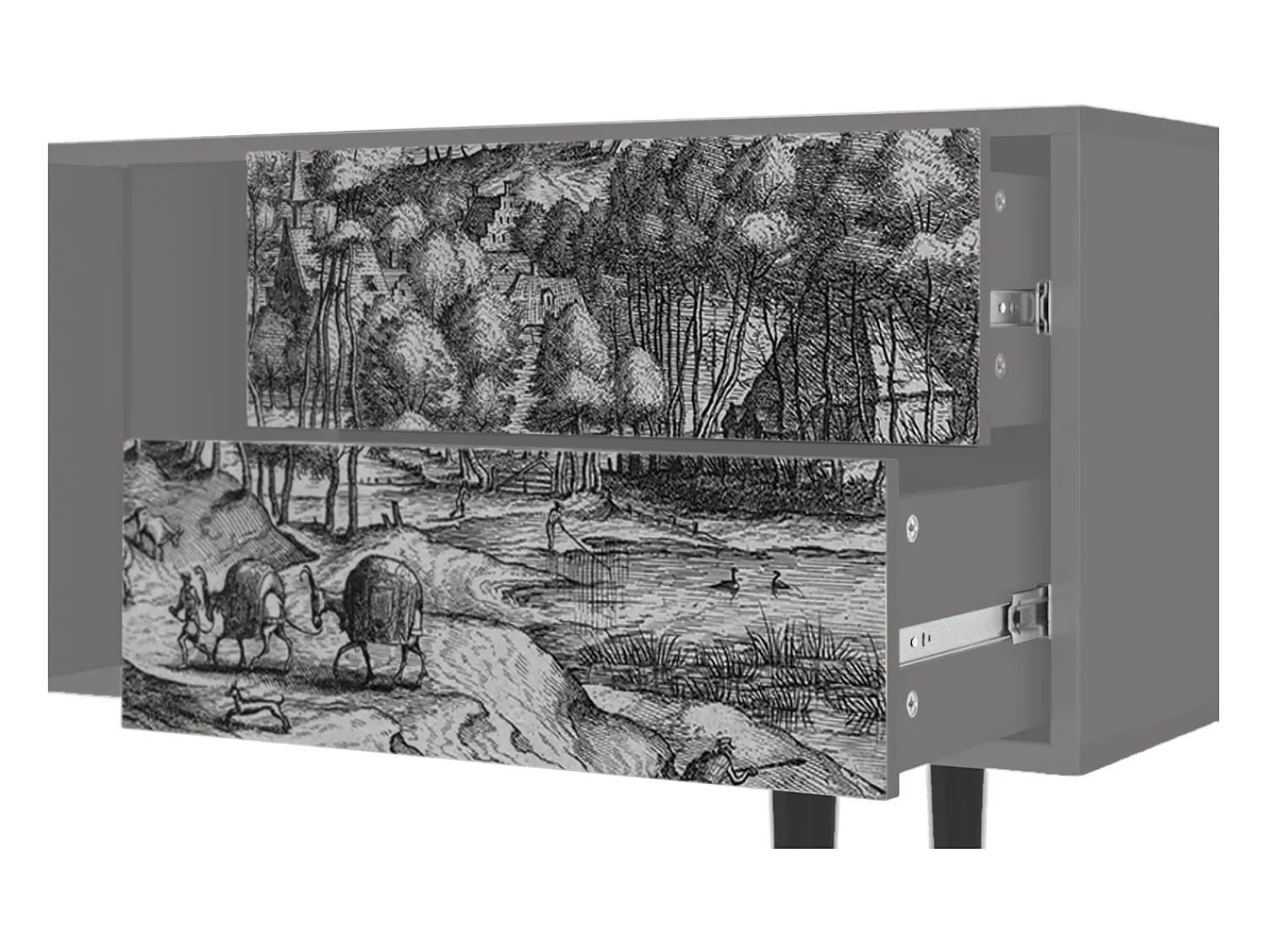 Móvel De Tv| Mueble de TV - 170х69х48 cm - T1 - Rusticorum, Cinza Cinzento