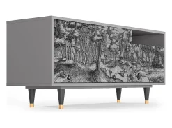 Móvel De Tv* Mueble de TV - 125х56х41 cm - T7 - Rusticorum, Cinza Cinzento