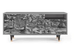 Móvel De Tv* Mueble de TV - 125х56х41 cm - T7 - Rusticorum, Cinza Cinzento