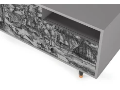 Móvel De Tv* Mueble de TV - 125х56х41 cm - T7 - Rusticorum, Cinza Cinzento