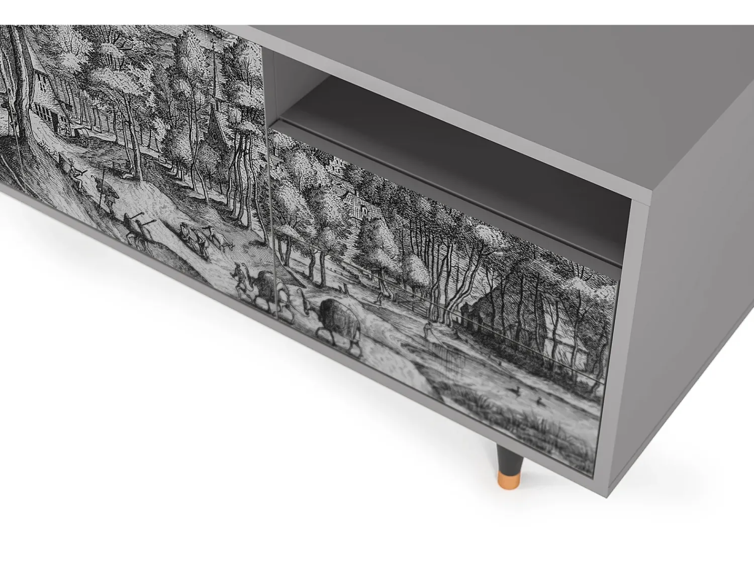 Móvel De Tv* Mueble de TV - 125х56х41 cm - T7 - Rusticorum, Cinza Cinzento