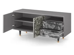 Móvel De Tv* Mueble de TV - 125х56х41 cm - T7 - Rusticorum, Cinza Cinzento