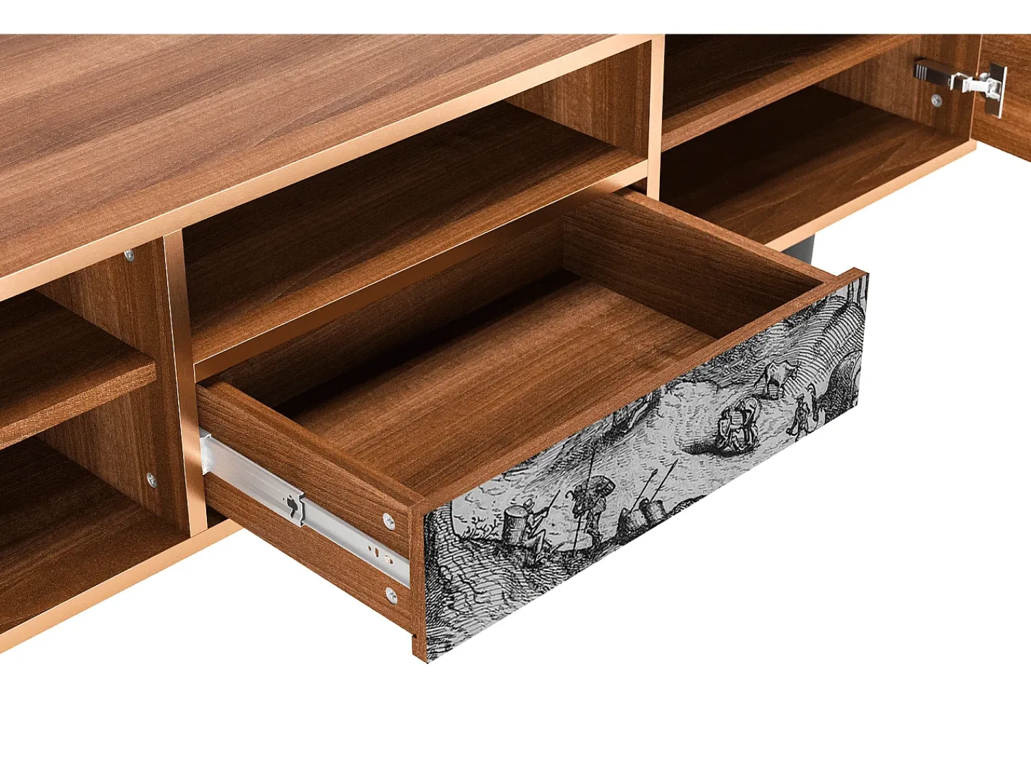 Móvel De Tv| Mueble de TV - 170х59х41 cm - T6 - Rusticorum, Nogueira Castanho