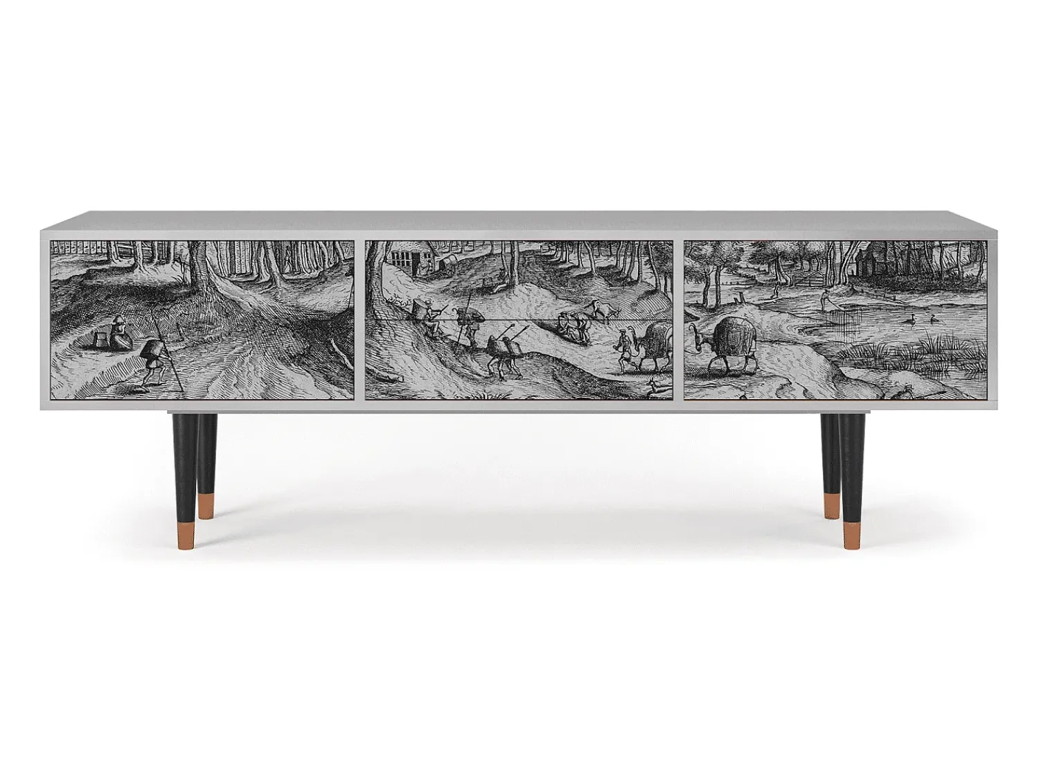 Móvel De Tv* Mueble de TV - 170х59х48 cm - T4 - Rusticorum, Cinza Cinzento