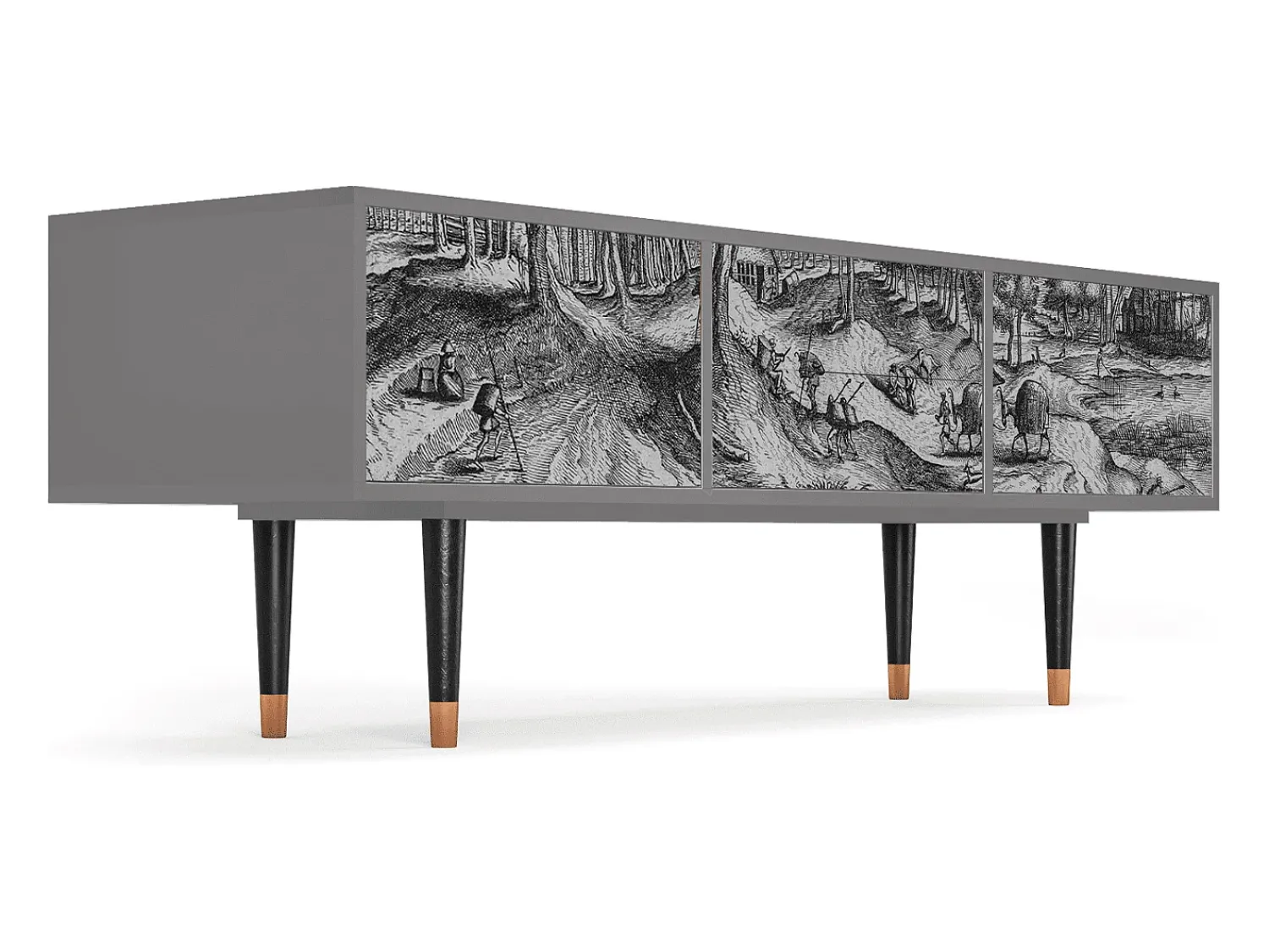 Móvel De Tv* Mueble de TV - 170х59х48 cm - T4 - Rusticorum, Cinza Cinzento