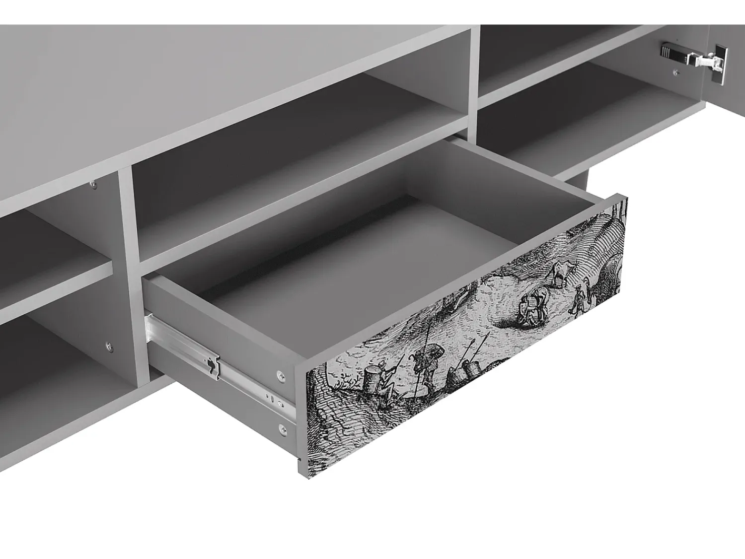 Móvel De Tv* Mueble de TV - 170х59х41 cm - T6 - Rusticorum, Cinza Cinzento