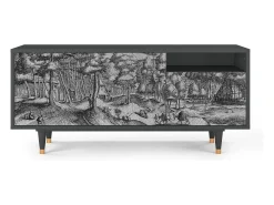 Móvel De Tv* Mueble de TV - 125х56х41 cm - T7 - Rusticorum, Antracite Cinza antracite