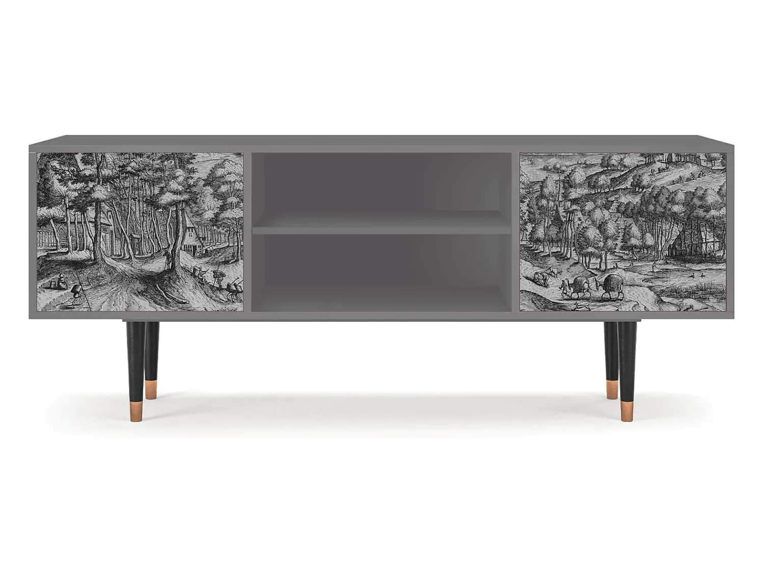 Discount Mueble de TV - 170х69х48 cm - T2 - Rusticorum, Cinza Cinzento