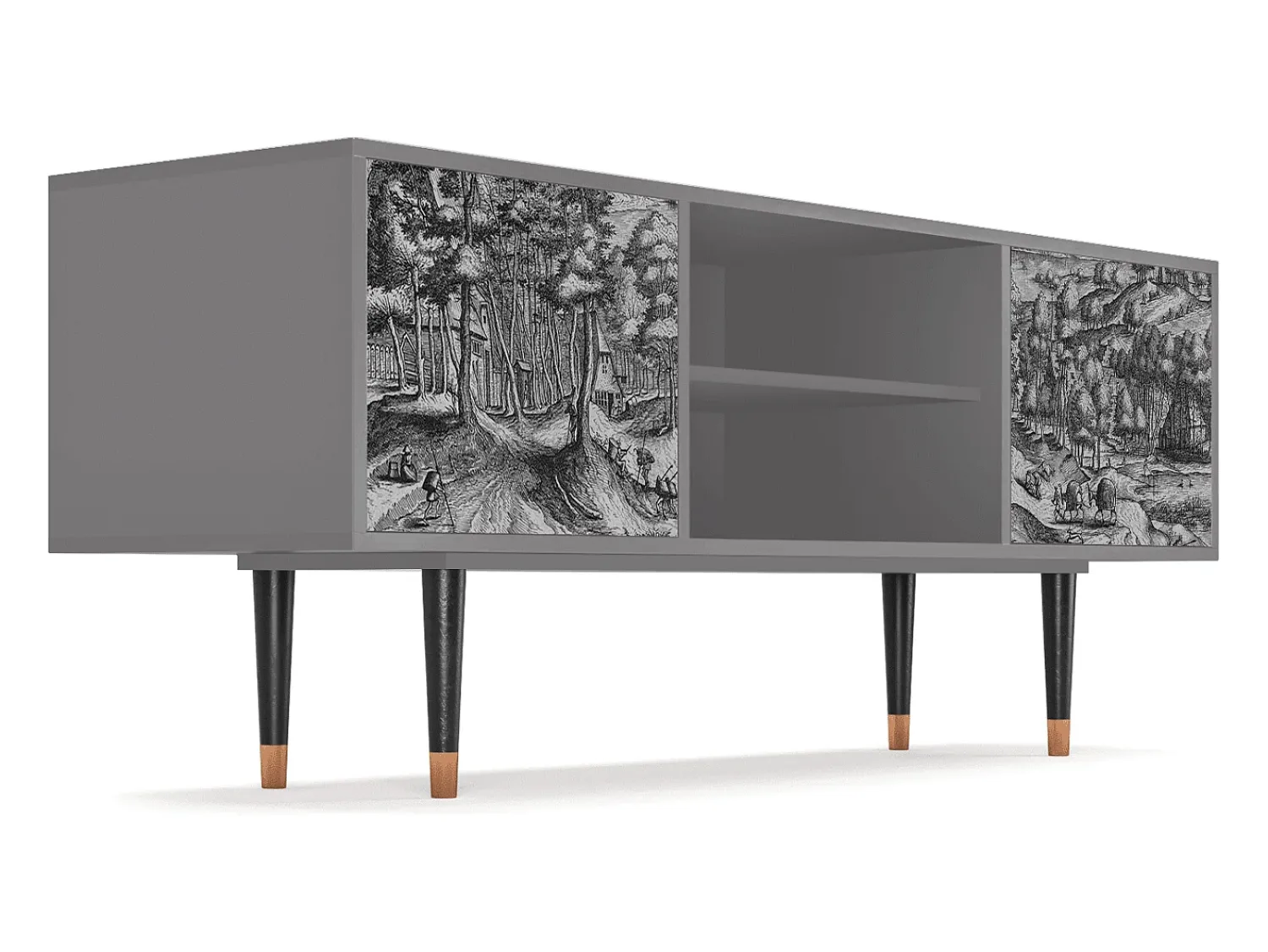 Discount Mueble de TV - 170х69х48 cm - T2 - Rusticorum, Cinza Cinzento