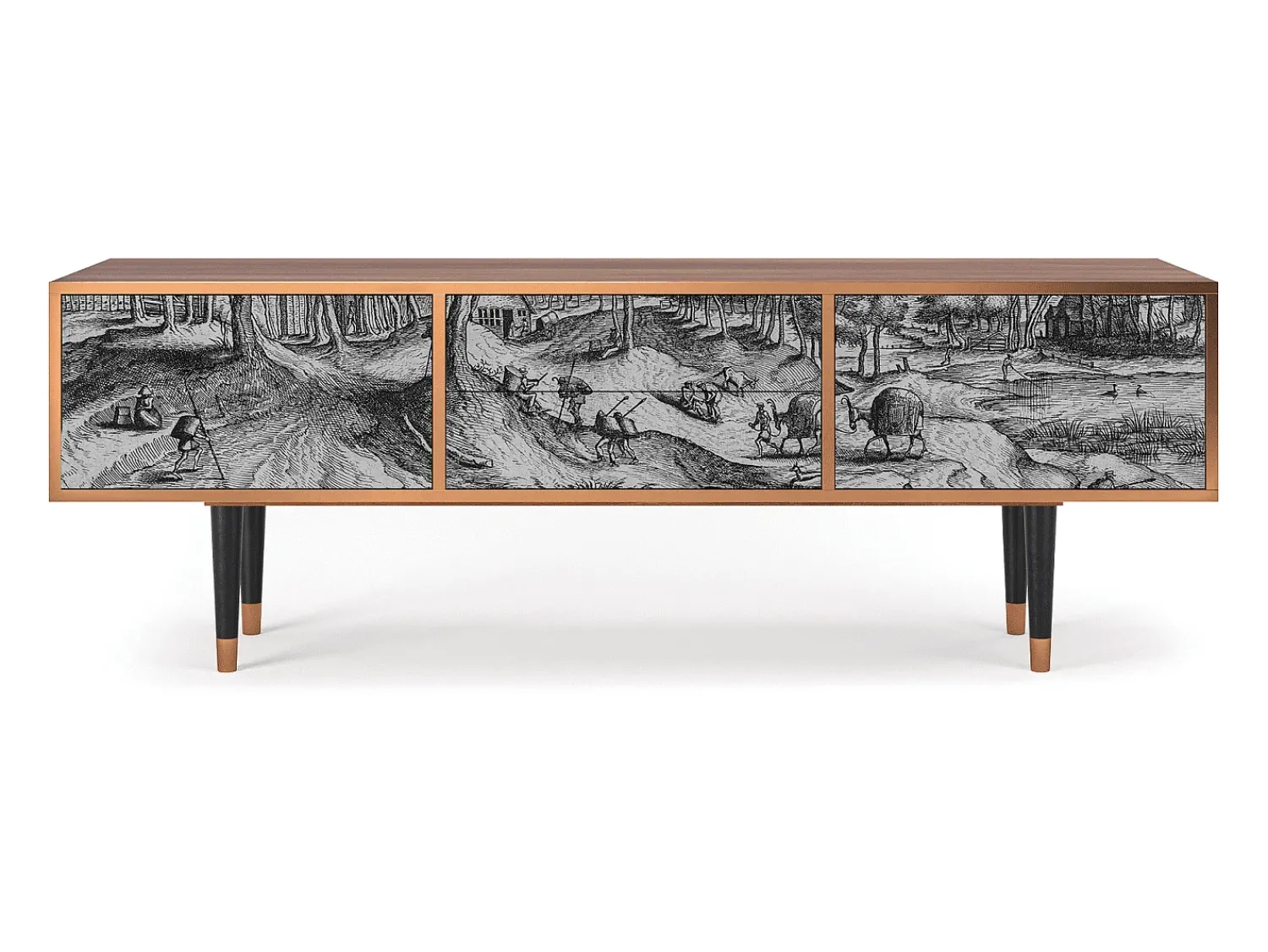 Móvel De Tv* Mueble de TV - 170х59х48 cm - T4 - Rusticorum, Nogueira Castanho