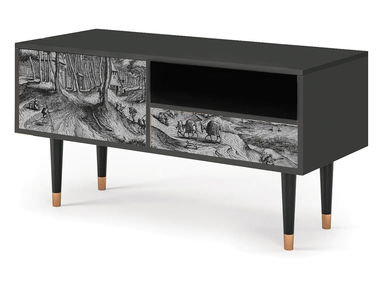 Móvel De Tv| Mueble de TV - 115х59х48 cm - T3 - Rusticorum, Antracite Cinza antracite