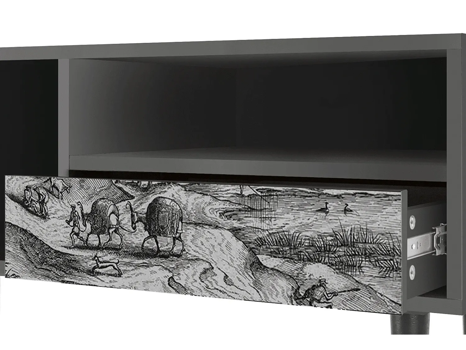 Móvel De Tv| Mueble de TV - 115х59х48 cm - T3 - Rusticorum, Antracite Cinza antracite