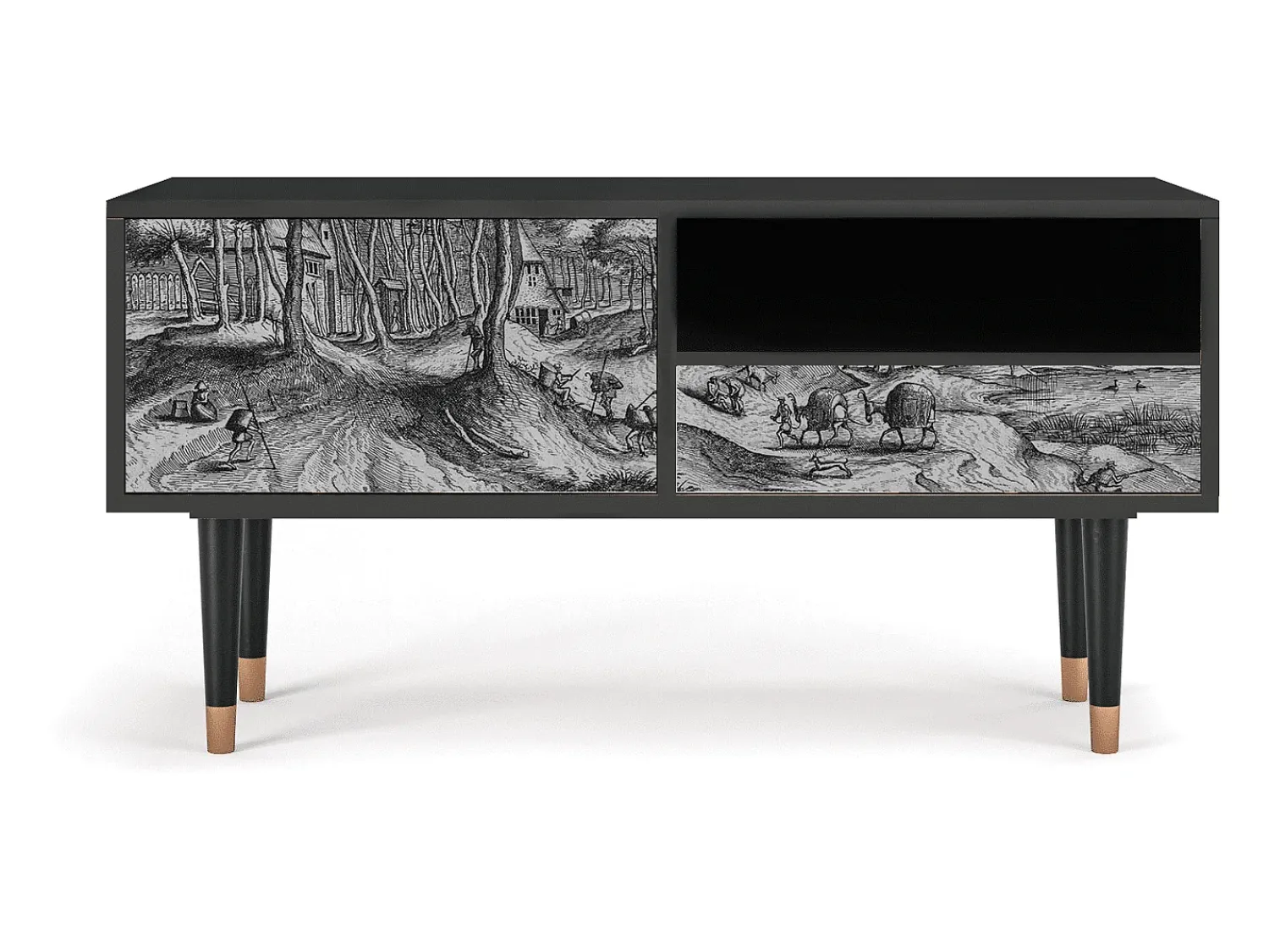 Móvel De Tv| Mueble de TV - 115х59х48 cm - T3 - Rusticorum, Antracite Cinza antracite