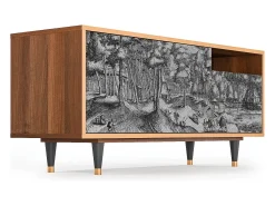Móvel De Tv| Mueble de TV - 125х56х41 cm - T7 - Rusticorum, Nogueira Castanho
