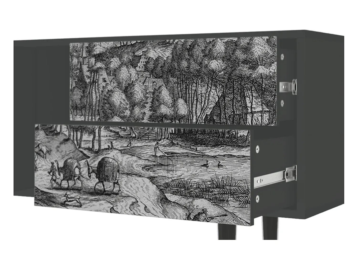 Mueble de TV - 170х69х48 cm - T1 - Rusticorum, Antracite^ Móvel De Tv