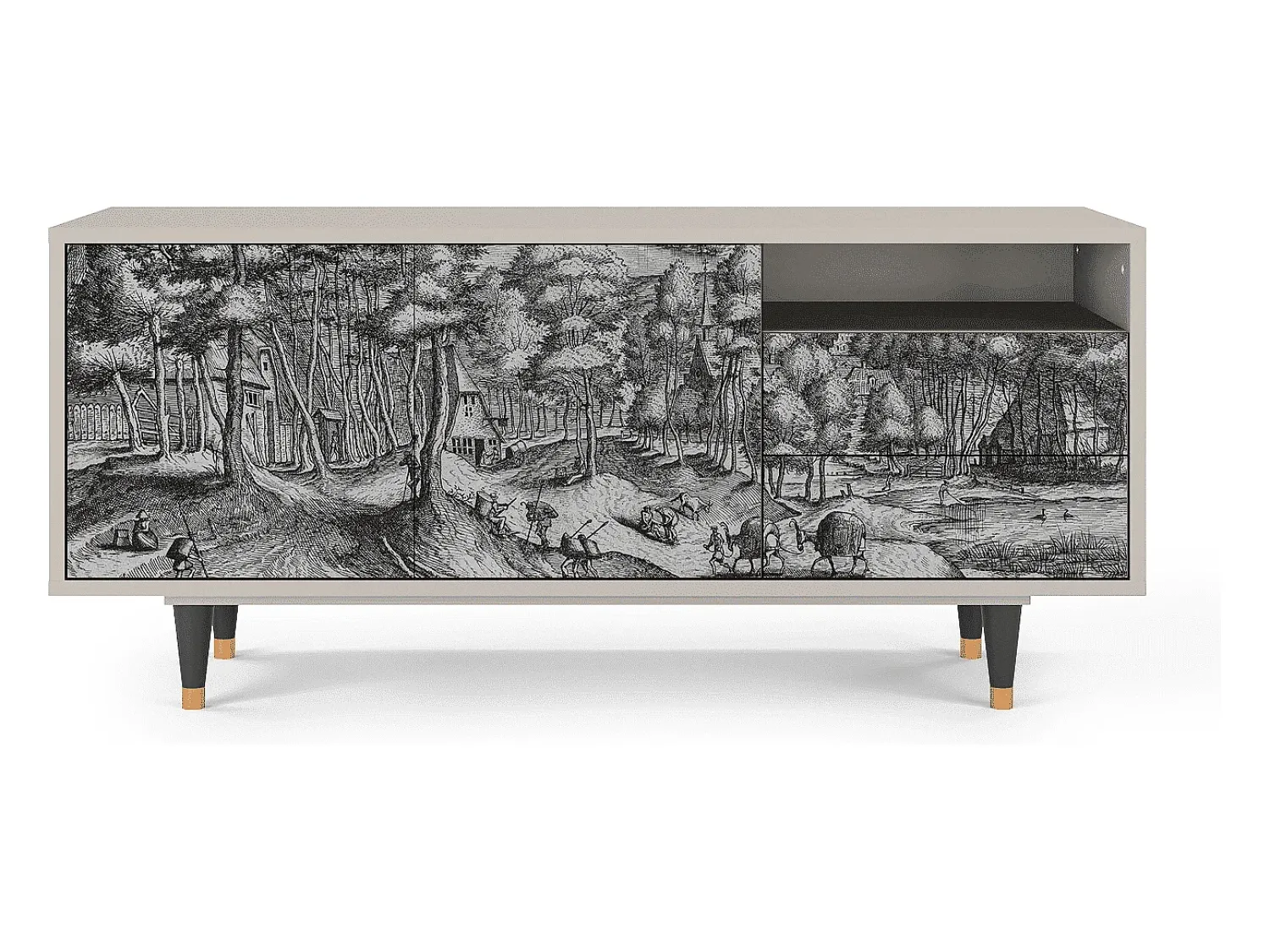 Móvel De Tv| Mueble de TV - 125х56х41 cm - T7 - Rusticorum, Areia Bege
