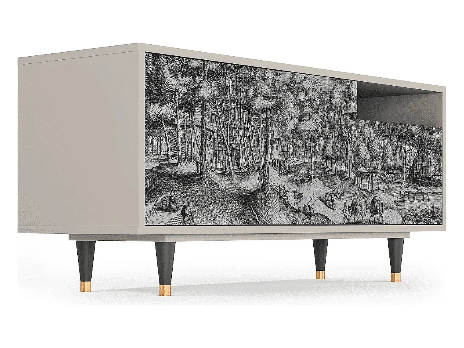 Móvel De Tv| Mueble de TV - 125х56х41 cm - T7 - Rusticorum, Areia Bege