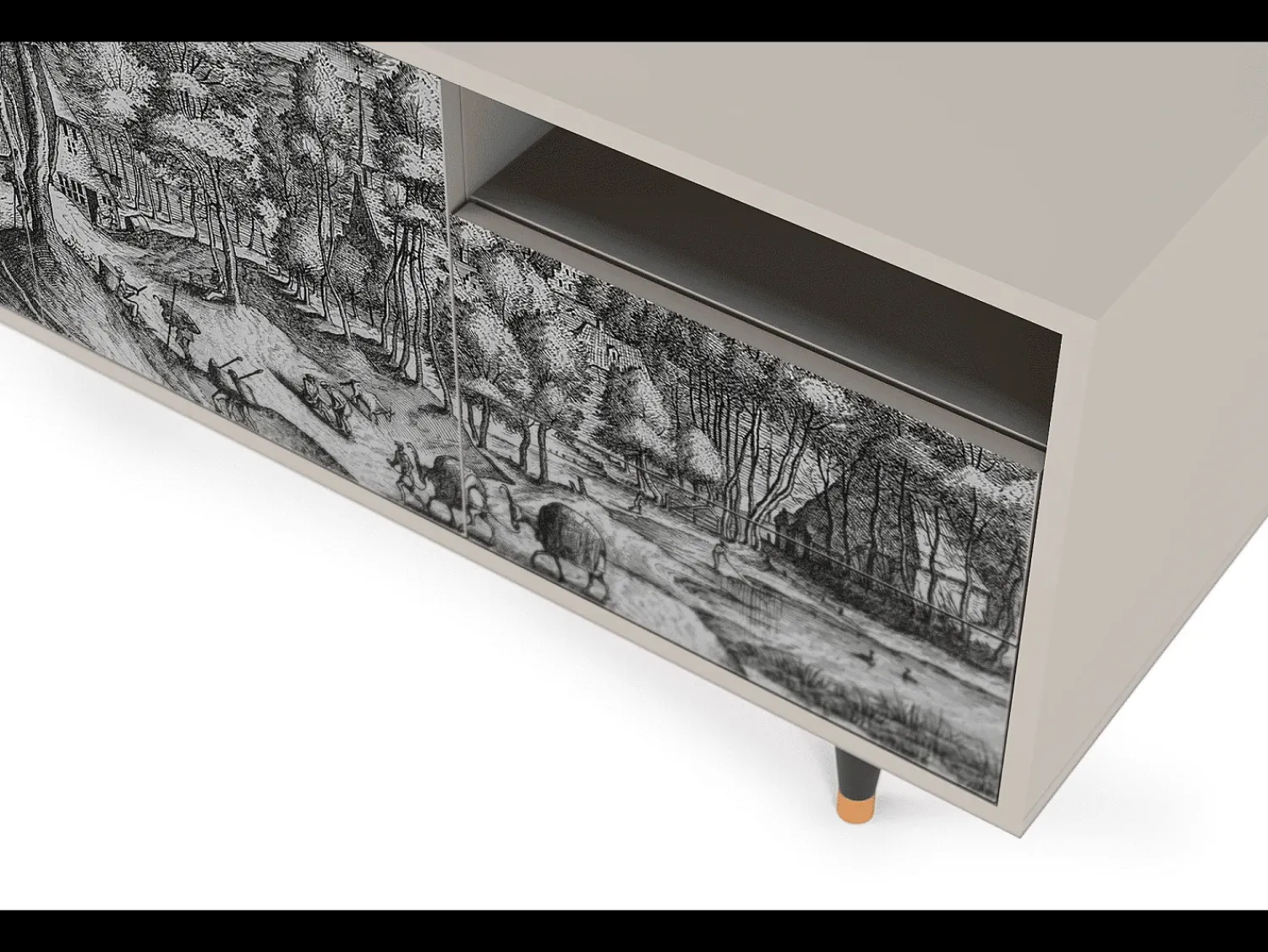Móvel De Tv| Mueble de TV - 125х56х41 cm - T7 - Rusticorum, Areia Bege