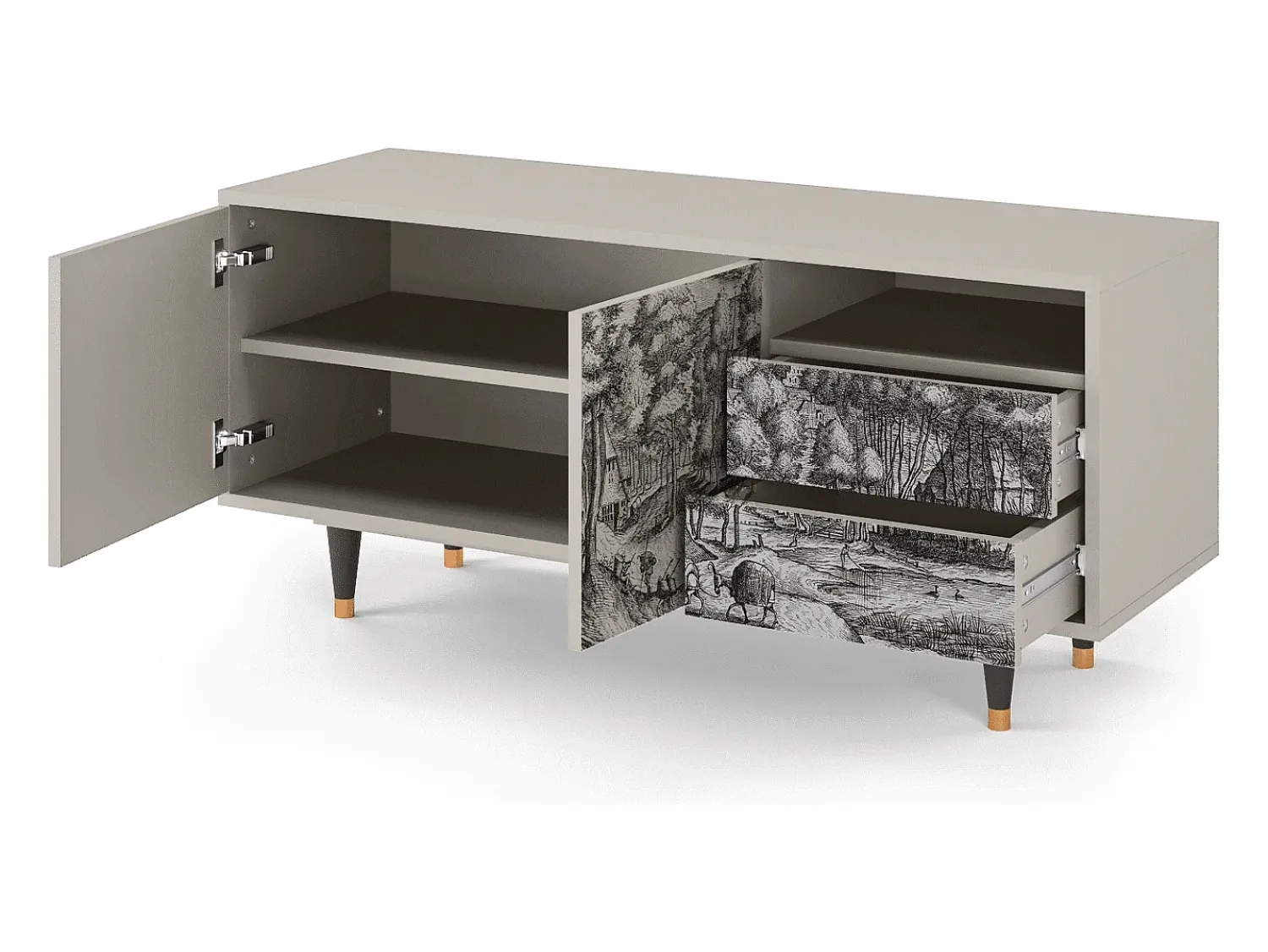 Móvel De Tv| Mueble de TV - 125х56х41 cm - T7 - Rusticorum, Areia Bege