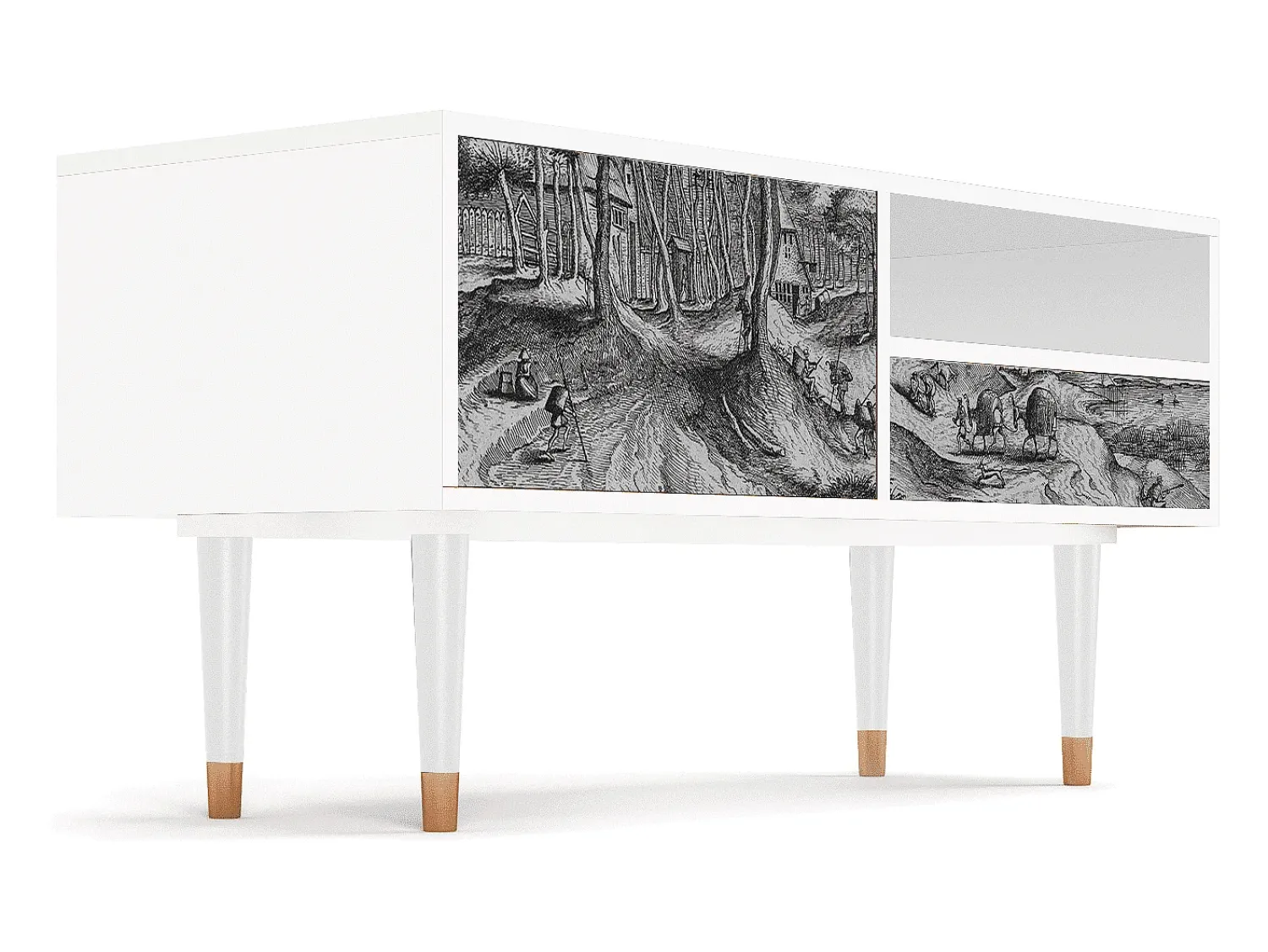 Mueble de TV - 115х59х48 cm - T3 - Rusticorum, Branco^ Móvel De Tv