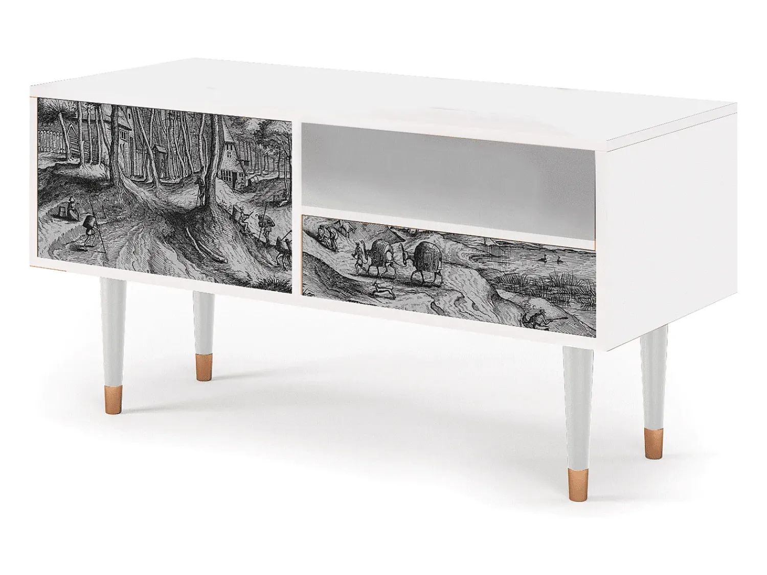 Mueble de TV - 115х59х48 cm - T3 - Rusticorum, Branco^ Móvel De Tv