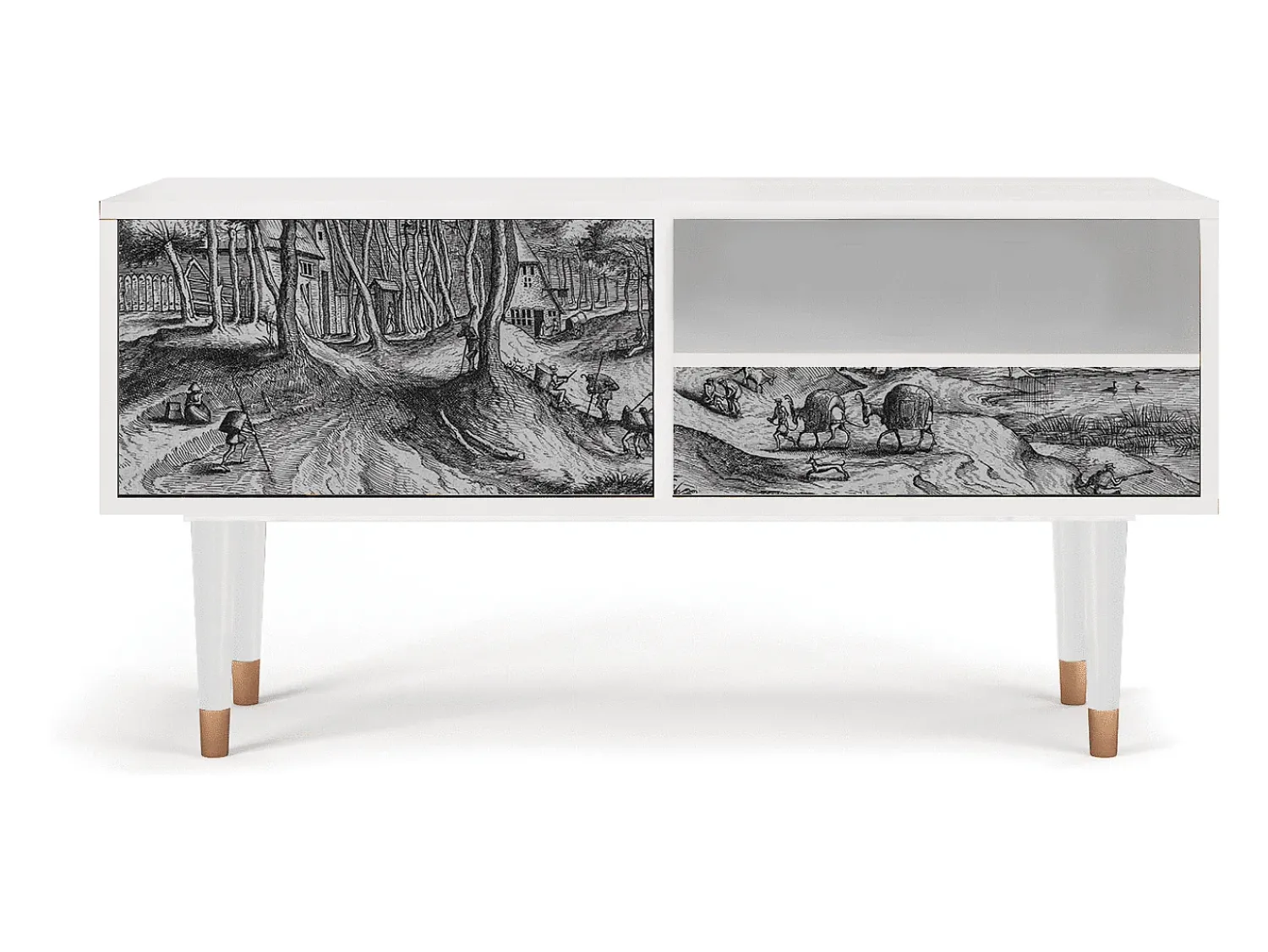 Mueble de TV - 115х59х48 cm - T3 - Rusticorum, Branco^ Móvel De Tv