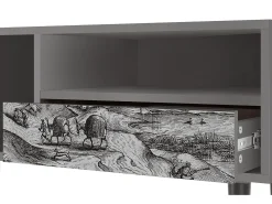 New Mueble de TV - 115х59х48 cm - T3 - Rusticorum, Cinza Cinzento