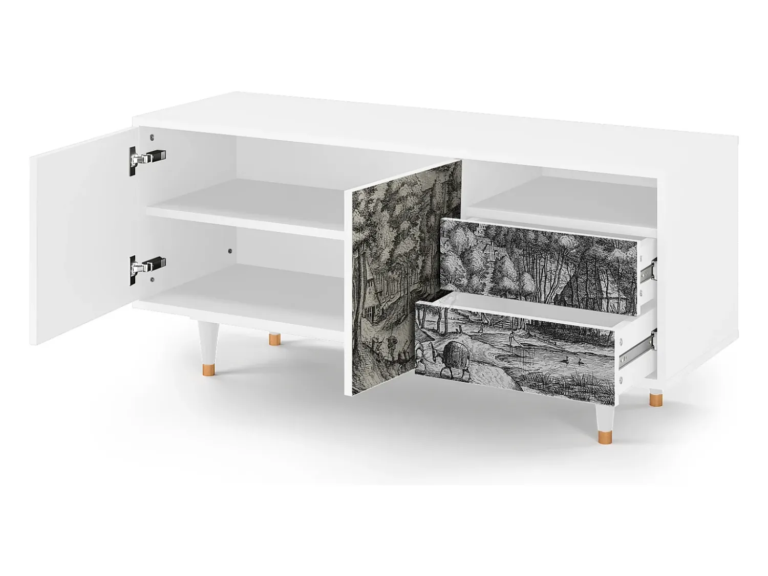 Mueble de TV - 125х56х41 cm - T7 - Rusticorum, Branco^ Móvel De Tv