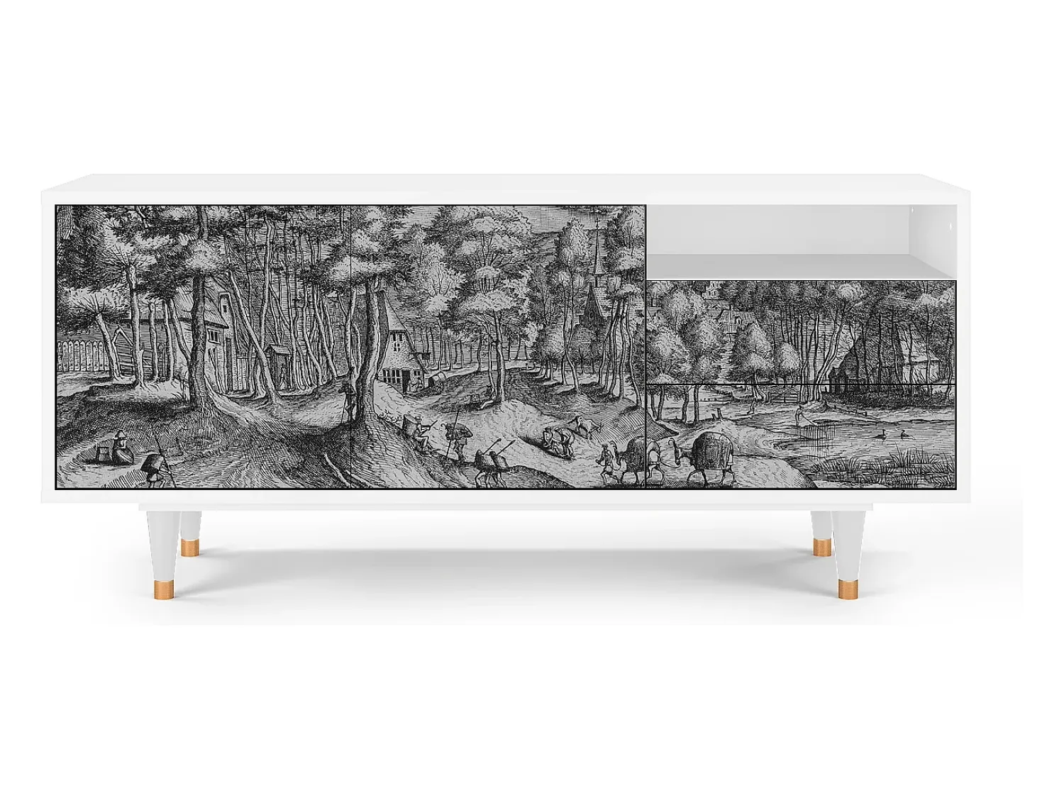 Mueble de TV - 125х56х41 cm - T7 - Rusticorum, Branco^ Móvel De Tv