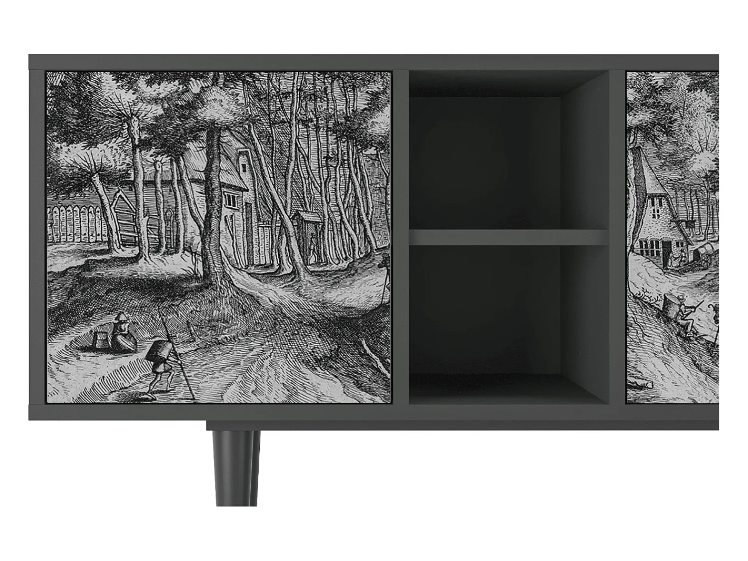 Móvel De Tv| Mueble de TV - 150х69х41 cm - T5 - Rusticorum, Antracite Cinza antracite