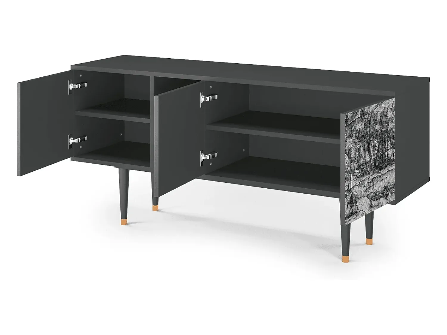 Móvel De Tv| Mueble de TV - 150х69х41 cm - T5 - Rusticorum, Antracite Cinza antracite