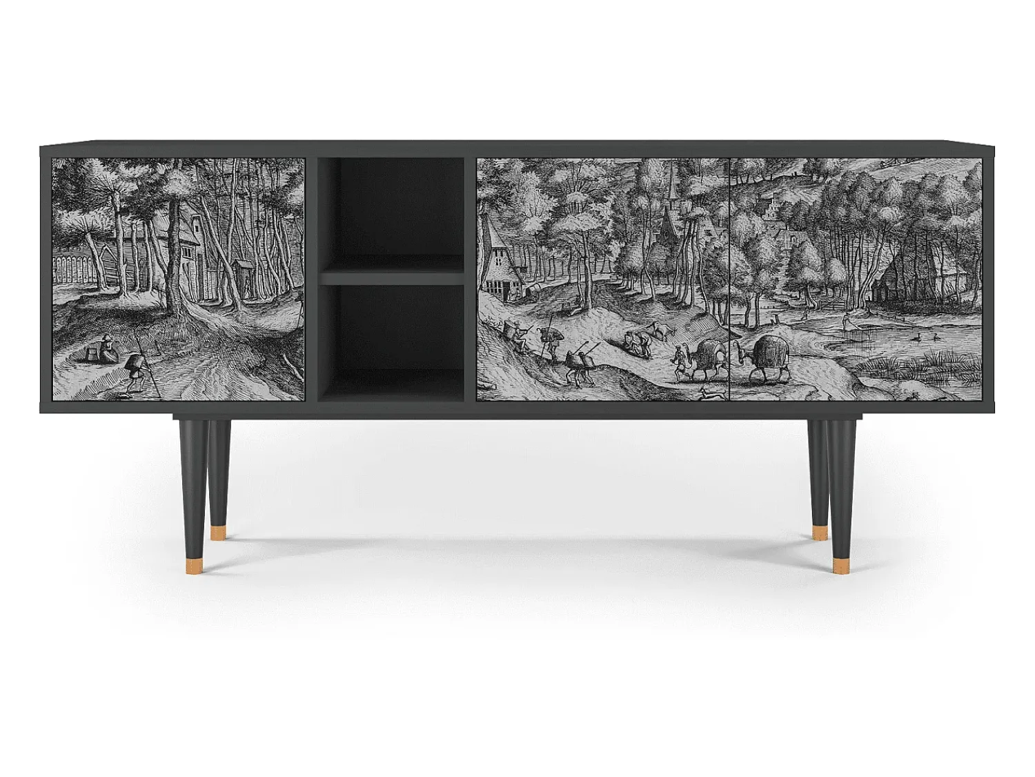 Móvel De Tv| Mueble de TV - 150х69х41 cm - T5 - Rusticorum, Antracite Cinza antracite