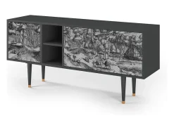 Móvel De Tv| Mueble de TV - 150х69х41 cm - T5 - Rusticorum, Antracite Cinza antracite
