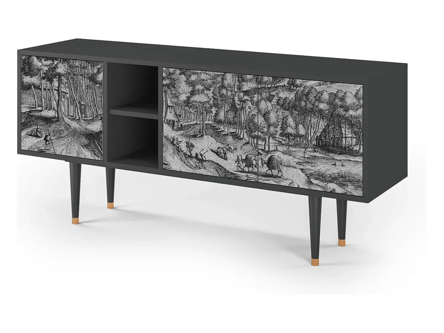 Móvel De Tv| Mueble de TV - 150х69х41 cm - T5 - Rusticorum, Antracite Cinza antracite